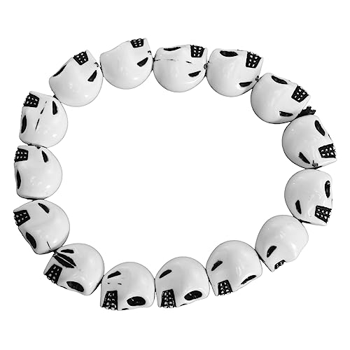 SAFIGLE Unisex Perlen Armband Handgelenk Dalmatiner Kleid Weiß Harz Männlichen Schädel Perlen Armbänder SAFIGLE Unisex Perlen Armband Handgelenk Dalmatiner Kleid Weiß Harz Männlichen Schädel Perlen Armbänder von SAFIGLE