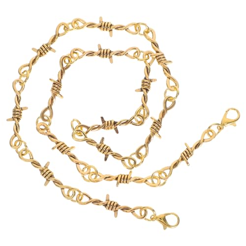 SAFIGLE Unisex Punk Halskette Barbed Wire Design Einstellbar Dornen Anhänger Hip Hop Schmuck für Männer Frauen Halloween Party Accessoire Goldfarben von SAFIGLE