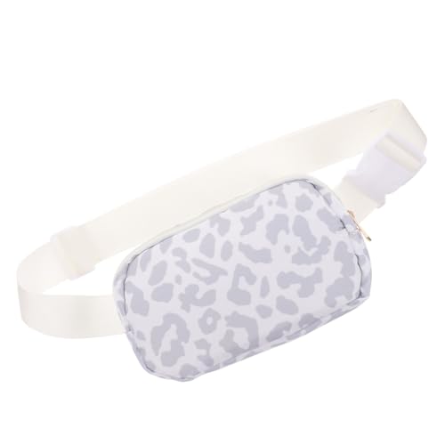 SAFIGLE Verstellbare Bauchtasche für Damen Herren für Sport Reisen Robuste Gürteltasche mit Reißfestem Reißverschluss Joggen Radfahren Weiße Leopardenmuster von SAFIGLE
