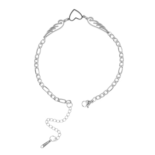 SAFIGLE Verstellbare Fußkette mit Herz und Flügelanhänger Trendiger Schmuck für Strandpartys oder Alltag Beinkette für Frauen von SAFIGLE