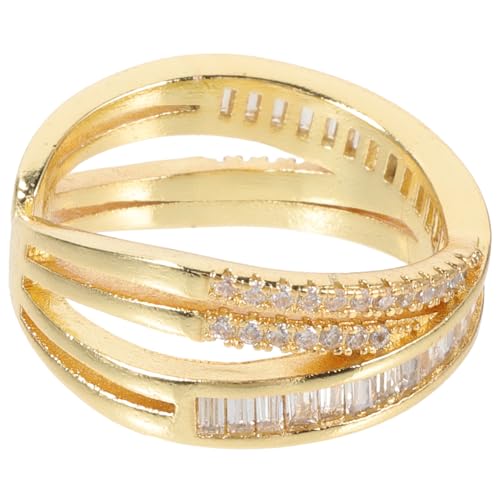 SAFIGLE Verstellbarer Offener Ring für Damen Geometrischer Strass Fingerring Trendiger Schmuck Damenring Metall Komfortabel und Langlebig von SAFIGLE