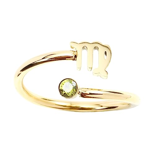 SAFIGLE Verstellbarer Offener Damenring Virgo Zodiac mit Funkelndem Zirkonia Modischer Schmuck Bequemes für Frauen und Mädchen Vielseitig Kombinierbar von SAFIGLE