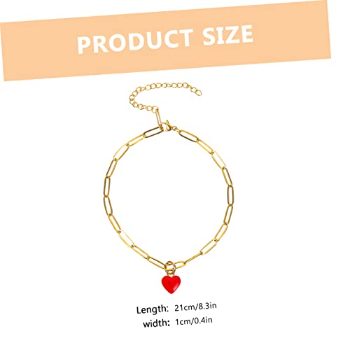SAFIGLE Verstellbares Fußkettchen Damen Herz Rote Kette Schmuck Valentinstag Elegant Sommer Strand Accessoire von SAFIGLE