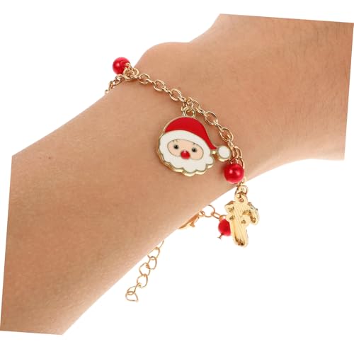 SAFIGLE Verstellbares Weihnachtsarmband mit Santa Claus Zuckerstangen Anhänger und Glocken Glänzendem Emaille Finish Langlebigem Metall Festliches Schmuckstück für Damen zu Weihnachten und von SAFIGLE