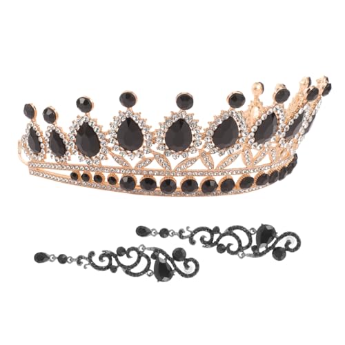 SAFIGLE Vintage Barock Schmuckset Damen mit Strass Krone und Ohrringen Renaissance Kostüm Tiara Luxuriöses Brautschmuck Set für Hochzeit Party Halloween und Festliche Anlässe von SAFIGLE