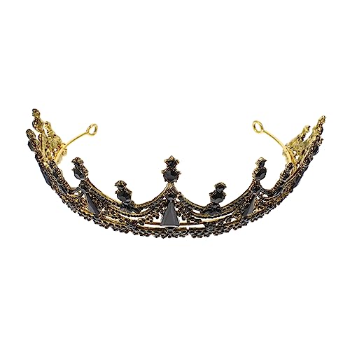 SAFIGLE Vintage Braut Tiara Strass Halbkreis Krone Haarreif Hochzeit Haarschmuck Damen Prinzessin Accessoire Schwarz von SAFIGLE