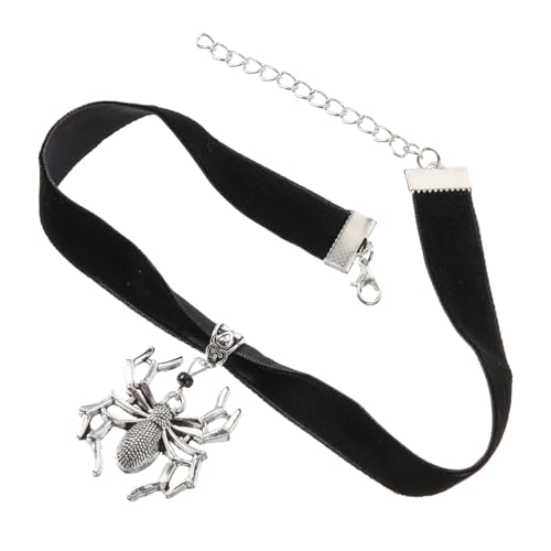 SAFIGLE Vintage Choker Kette mit Spinnenanhänger Flauschige Halloween Halskette Gothic Schmuck für Frauen Hexen Zubehör Stylisches Accessoire für Party und Alltag von SAFIGLE
