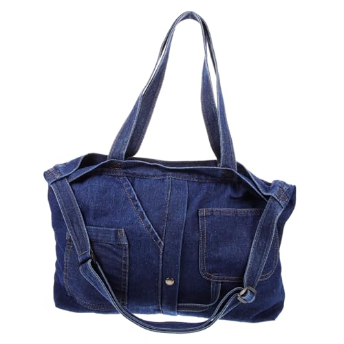 SAFIGLE Vintage Denim Canvas Tasche Damen Große Umhängetasche aus Robustem Waschbarem Jeansstoff Geräumige Handtasche für Alltag Shopping Reisen und College Look Vielseitige Crossbody Bag von SAFIGLE