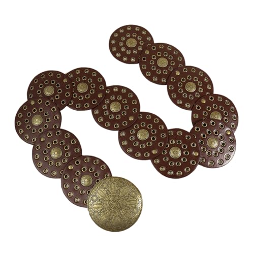 Retro GüRtel Damen TaillengüRtel Mit Rundscheibe Leder GüRtel Braun Metall Schnalle Mode TaillengüRtel FüR Kleider Und Alltag von SAFIGLE