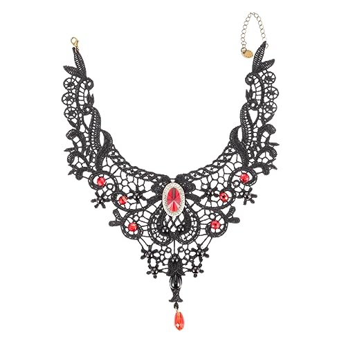 SAFIGLE Vintage Halloween Damen Spitzen Halskette mit Schwarzem Spitzenbesatz und Einzigartigem Anhänger Eleganter Schmuck für Party und Festliche Anlässe Komfortabel und Stilvoll von SAFIGLE