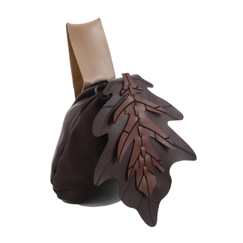 SAFIGLE Vintage Hüfttasche Damen Braun Faux Mittelalterliches Blattmuster Verstellbar Taillengürtel Tasche Für Outdoor Festivals Urban von SAFIGLE