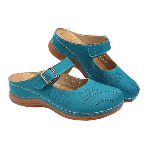 SAFIGLE Vintage Keilabsatz Sandalen Damen Komfortable Casual Slipper mit Mittelabsatz Langlebiges Fußbekleidung Zubehör Modische Pantoletten von SAFIGLE