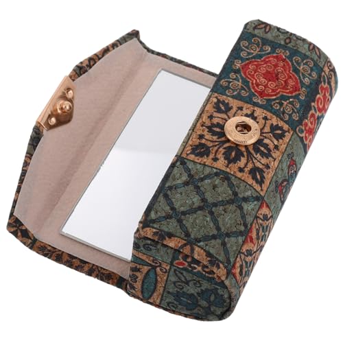 SAFIGLE Vintage Kosmetiktasche mit Spiegel Lippenstift Halter und Organizer für Damen Eleganter Schutz für Lippenstifte für Reisen und Alltag Stilvolles Design Korkoptik von SAFIGLE