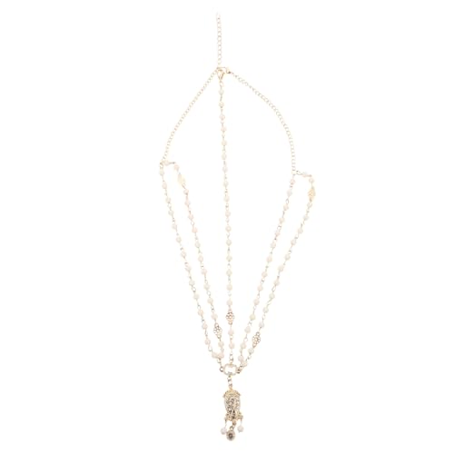 SAFIGLE Vintage Perlen Haarkette Zartes Headpiece mit Anhänger Boho Stil Kopfschmuck für Hochzeit Ball und Fotoshooting Leichtes Legiertes Zubehör für Damen von SAFIGLE