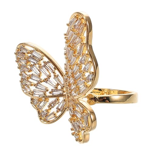 SAFIGLE Vintage Schmetterling Ring für Frauen Eleganter Ring mit Funkelnden Strasssteinen für Hochzeiten Partys und Alltag zur Ergonomischer Sitz Vielseitig Einsetzbar von SAFIGLE