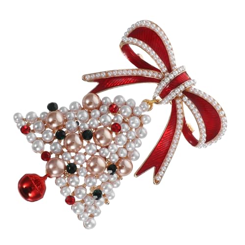 SAFIGLE Vintage Weihnachts Brosche mit Perlen Bowknot und Glocken Brosche für Frauen Vielseitig oder Pin Verwendbar für Festliche und Wintermode von SAFIGLE