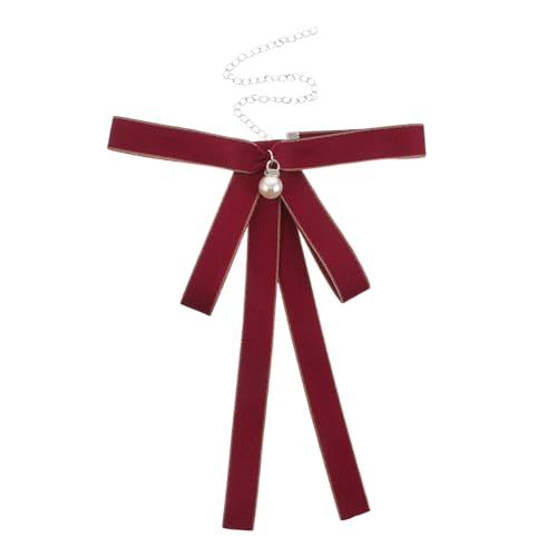 SAFIGLE Schuluniform Fliege Damen Mädchen Rote Vorgebundene Schleife Bequemes Material Einstellbar mit Schnellverschluss Vielseitiges Accessoire für Alltag Schule Cosplay Festliche Anlässe von SAFIGLE