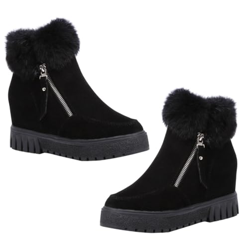 SAFIGLE Warme Damen Kurzstiefel mit Dickem Futter Rutschfeste Winterboots Casual Schuhe für Kalte Tage Schwarze Gefütterte Ankle Boots von SAFIGLE