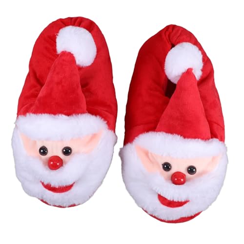 SAFIGLE Warme Rutschfeste Winter Hausschuhe mit Santa Motiv Weiche Plüschpantoffeln für Damen und Herren Bequemes Slip Design Festliche Weihnachtsdeko für Zuhause von SAFIGLE