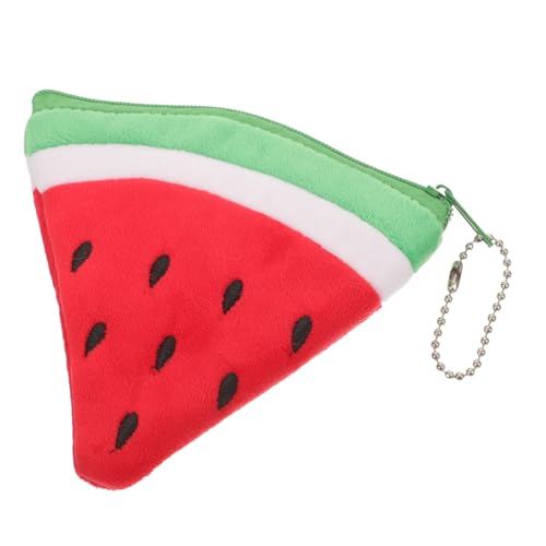 SAFIGLE Wassermelonen-plüsch-geldbörse Kleines Münztäschchen Lustig Dreieckiges Kleiner Taschenkopfhörer Münzgeldbörse Mit Schlüsselanhänger Halter Rot Fräulein Kleine Geldbörse Münze von SAFIGLE