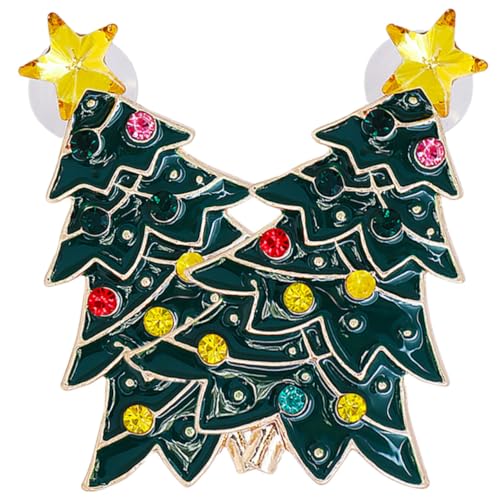 SAFIGLE Weihnachtliche Ohrstecker Damen Weihnachtsbaum Design Strass Schmuck Leicht Hautfreundlich Festliche Ohrringe für Geburtstag Hochzeit Alltag von SAFIGLE