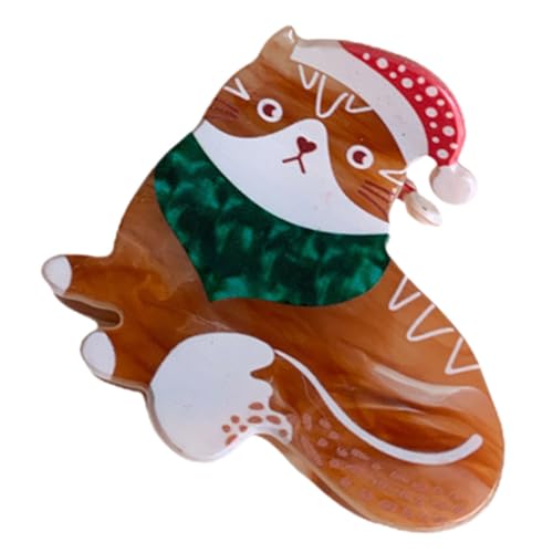 SAFIGLE Weihnachtlicher Katzen Haarclip aus Feiner Verarbeitung Rutschfest Festlicher Haarschmuck für Damen Kleines Barrette mit Süßem Katzenmotiv für Katzenliebhaber von SAFIGLE