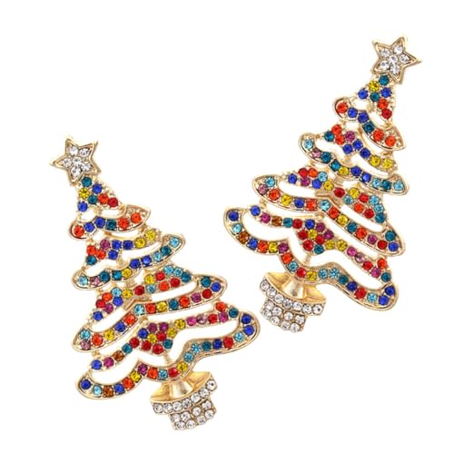 SAFIGLE Weihnachtsbaum Ohrringe Damen Ohrstecker mit Strass Weihnachts Ohrhänger Kreative Statement Ohrschmuck für Frauen und Mädchen von SAFIGLE