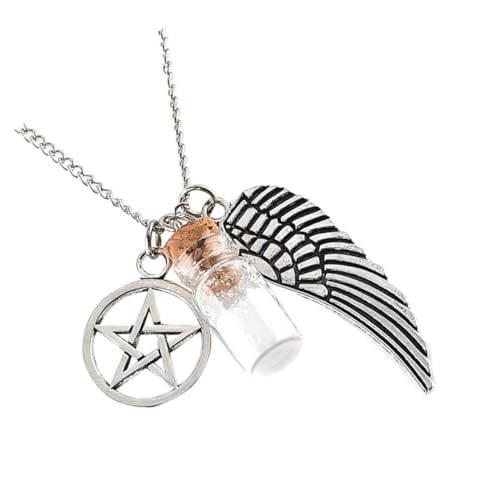 SAFIGLE Weihnachtskette mit Fünfzackigem Stern und Engelsflügel Anhänger Kreative Salzflasche als Festival Langlebige Modischer Unisex Schmuck für Weihnachten von SAFIGLE