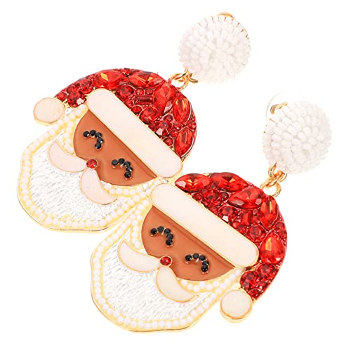 SAFIGLE Weihnachtsohrringe Damen Santa Ohrstecker Weihnachtsmann Ohrringe mit Perlen Weihnachts Schmuck Festlich von SAFIGLE