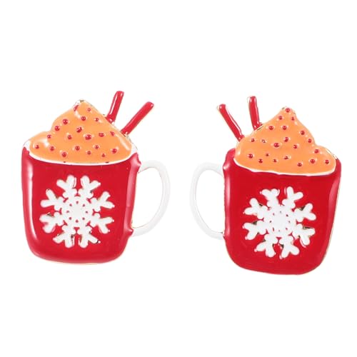 SAFIGLE Weihnachtsohrringe Damen Schneeflocken Anhänger Kaffee Tasse Ohrstecker Leger Leicht Festlich Modisch von SAFIGLE