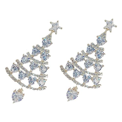 SAFIGLE Weihnachtsohrringe Damen Weihnachtsbaum Ohrringe Silber Hängend Festlicher Schmuck Party Mädchen Feiertage von SAFIGLE