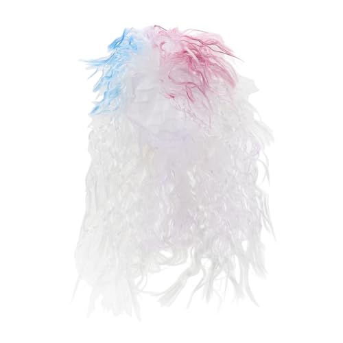 SAFIGLE Weiße Herrenperücke Rocker Punk Stil Lockige Mullet Perücke Realistische Party Perücke für Kostüm und Cosplay Modisch Vielseitig Kombinierbar für Erwachsene von SAFIGLE