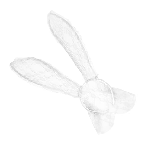 SAFIGLE Weißes Spitzen haarband mit Hasenohren Leichter Schleier haarschmuck für Frauen Rutschfester Party kopfschmuck Originelles Bunny accessoire für Tanz Cosplay events von SAFIGLE