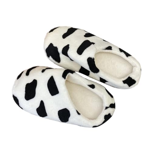 SAFIGLE Winter Hausschuhe Damen Herren Kuschelige Flauschige Indoor Pantoffeln mit Rutschfester Sohle und Niedlichem Kuhmuster Weiche Warme Slippers für Zuhause und Hotel von SAFIGLE