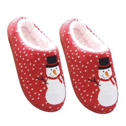 SAFIGLE Winterliche Rote Hausschuhe für Warme Komfortable Indoor Pantoffeln Geeignet für Damen und Herren Kuschelige Winterschuhe als Geschenkidee von SAFIGLE