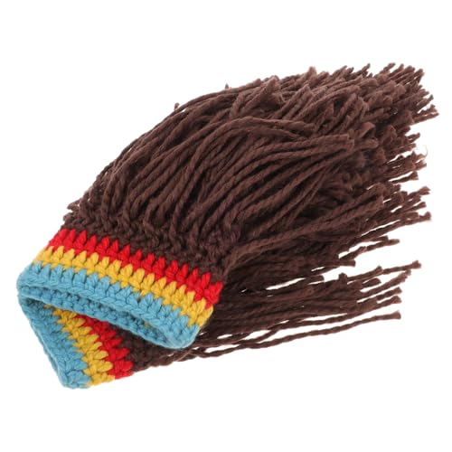 SAFIGLE Wollmütze Mit Perücken-design Strickmütze Für Männer Und Frauen Punk Cool Lustig Warm Party-kopfbedeckung von SAFIGLE