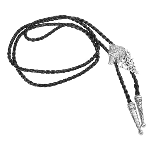 SAFIGLE Wolf Head Collar Halskette Kette Mit Wolfskopf Halskette Mit Wolfskette Krawatte Im Westlichen Stil Mann Halskette Western-wolf-krawatte Alte Krawatte Halsschmuck Silver Legierung von SAFIGLE