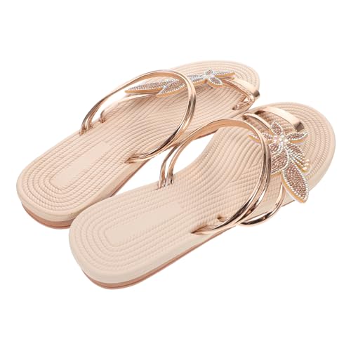 SAFIGLE Zehenring-sandalen Im Boho-blatt-stil Für Damen – Bequeme Flache Strandpantoffeln – Weiche Sommersandalen Mit Schmucksteinen Für Reisen Und Freizeit von SAFIGLE