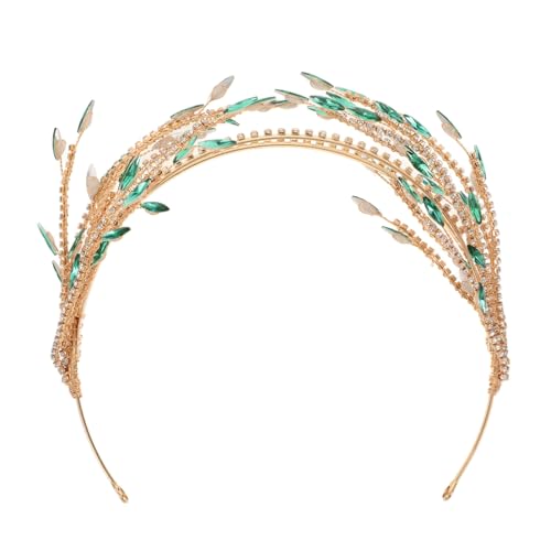 SAFIGLE Zweireihiges Braut-Stirnband hochzeit haarreif Haargummis für Brautjungfern Stirnbänder harten Strass Kristall Tiara Strass-Brautkrone Hochzeitsdiademe für die Braut Plastik Green von SAFIGLE