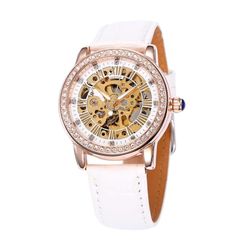 SAFIGLE Edelstahl Pu Band Frauen Uhr Automatische Mechanische Stunden Minute von SAFIGLE