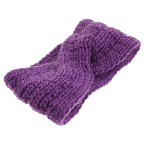 SAFIGLE gehäkeltes Stirnband gestrickte Kopfbedeckung Haarturban Haarband Stirnbänder Haarbänder Ohrenwärmer Winter Schal Winde Violett von SAFIGLE