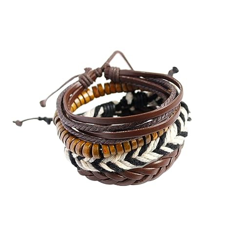 SAFIGLE Mehrschichtiges Armband lederarmband lederarmbänder gewebte Armbänder Perlenarmband armschlinge Armband im Zen-Stil modisches Armband Schmuck Charme Männer und Frauen von SAFIGLE