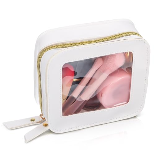 SAFIGLE Transparente Schminktasche Mit Reißverschluss Kosmetiktasche Aus PVC Und Pu Kompakt Und Tragbar Für Reisen Make-up-Aufbewahrungstasche Mit Klarem Design Für Damen von SAFIGLE