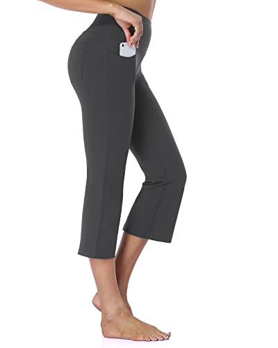 SAFORT Caprihose Bootcut Yoga Hose mit 48cm/53cm/58cm Schrittlänge, 4 Hosentaschen, Bootleg-Hose -Grau - M von SAFORT