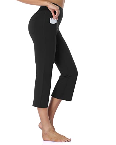 SAFORT Caprihose Bootcut Yoga Hose mit 48cm/53cm/58cm Schrittlänge, 4 Hosentaschen, Bootleg-Hose - Schwarz - XL von SAFORT