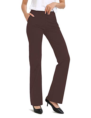 SAFORT Damen Regular/Tall Bootcut Yoga Hose mit 71cm/76cm/81cm/86cm Schrittlänge, 2 Hosentaschen,Lange Bootleg-Hose, Flare-Hose, Mattrot, L von SAFORT