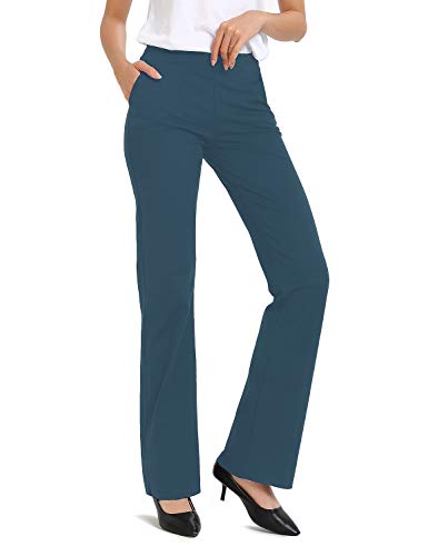 SAFORT Damen Yogabekleidungs-Hose für Business, 71,1, 76,2, 81,3, 86,4 cm Schrittlänge, reguläre Länge, Bootcut, Steinblau, 86,4 cm Innennaht, Normale Taschen, Small Hoch von SAFORT