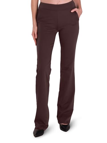 SAFORT Damen Yogahose Bootcut Lange Schlaghose Jazzpants Mittlere Taille Arbeitshose Flared Stretch Freizeit Jogginghose Sporthose mit Taschen, Weinrot, L von SAFORT