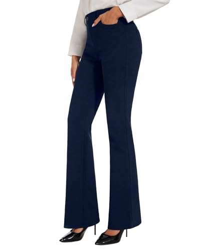 SAFORT Damen Yogahose Bootcut Stretch Hose Schlaghose Damen Jazzpants Lang Casual Büro Anzughose Elegante Schlaghose Stoffhose Hohe Taille Sporthose mit Taschen, Blau, L SAFORT Damen Yogahose Bootcut Stretch Hose Schlaghose Damen Jazzpants Lang Casual Büro Anzughose Elegante Schlaghose Stoffhose Hohe Taille Sporthose mit Taschen, Blau, L von SAFORT