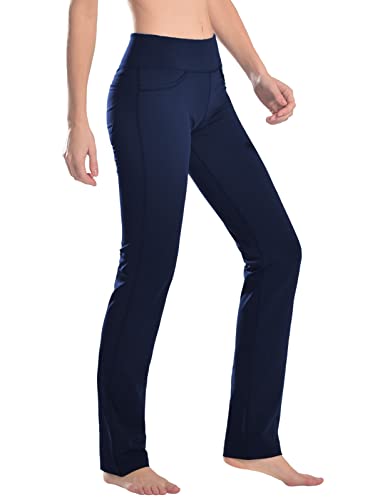 Safort Damen-Yogakleid mit geradem Bein, Stretchhose mit Taschen, für die Arbeit, normal lange Größe, 71,1, 76,2, 81,3, 86,4 cm, Blau, 4 Taschen, 3X-Groß von SAFORT
